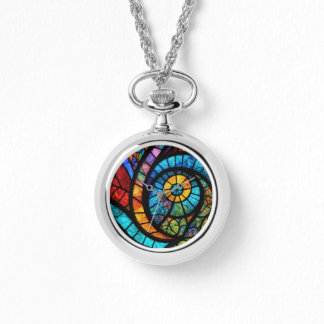 Collier de montre en vitrail multicolore Abstrait