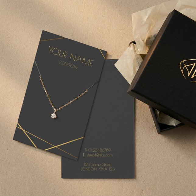Collier d'or géométrique ou carte d'affichage brac (Geometric gold necklace or bracelet display card)