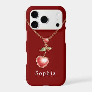 Collier en or coeurs rouges