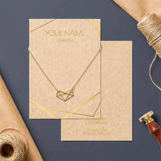Collier géométrique or ou carte d'affichage bracel