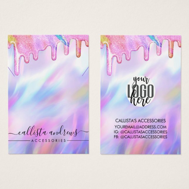 Collier Logo Unicorn Holographic Parties scintilla (Devant & derrière)