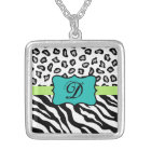 Noir Blanc Vert & Turquoise Zèbre & Cheetah Skin