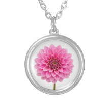 Collier plaqué argent Dahlia rose