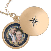 Collier Mariage bleu et or