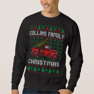 Collins Family Ugly Christmas Sweater Red Truck Fu