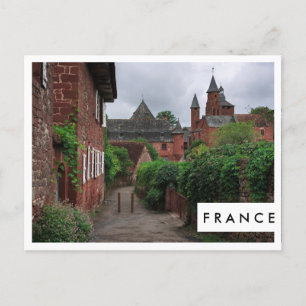 Collonges-la-Rouge, carte postale à cadre blanc