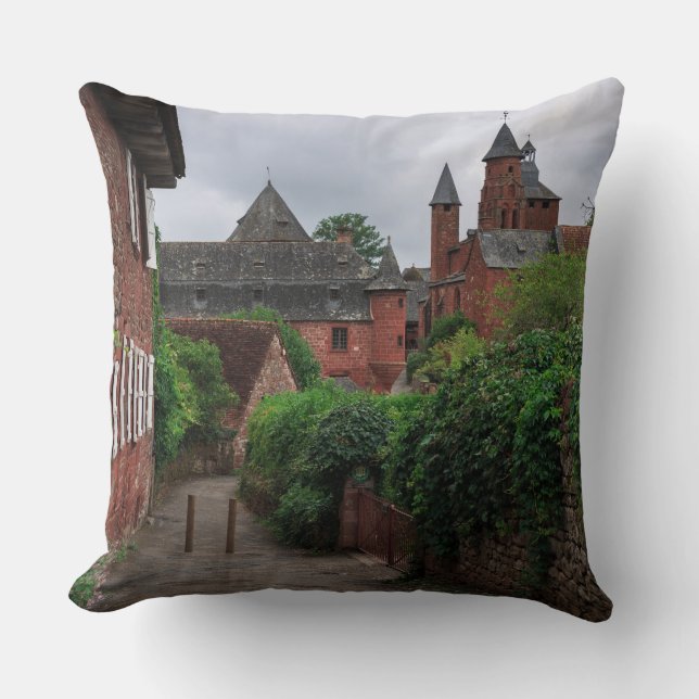 Collonges-la-Rouge, the red village throw pillow (Front)