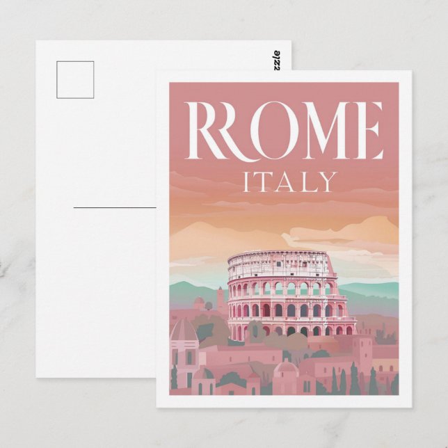 Colloseum Rome Italy Vintage Famous Travel Place Postcard (Front/Back)