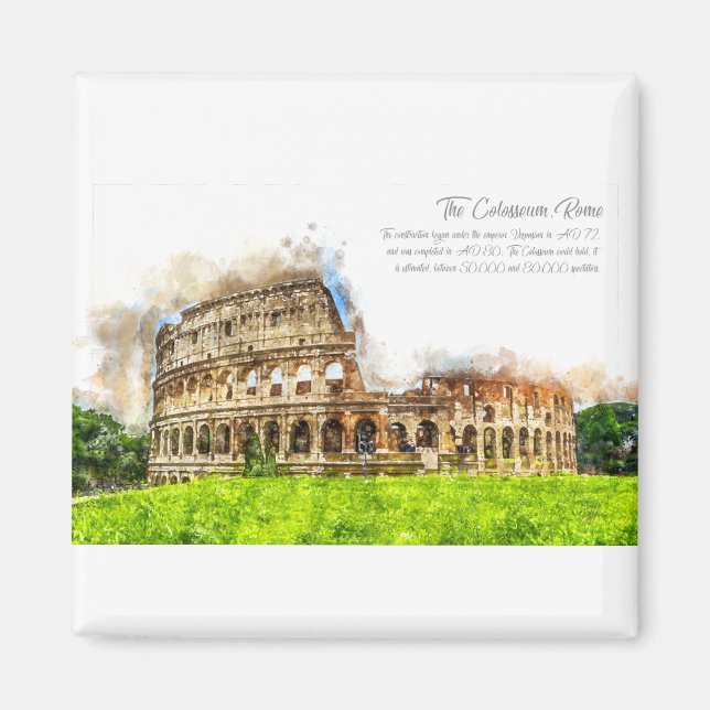 Colluseum Rome Watercolor Magnet (Front)