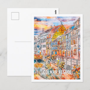 Colmar Alsace Germany Travel Place Watercolor Postcard
