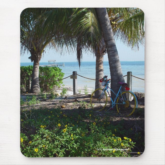 Coloful bike & Ocean Mousepad (Front)