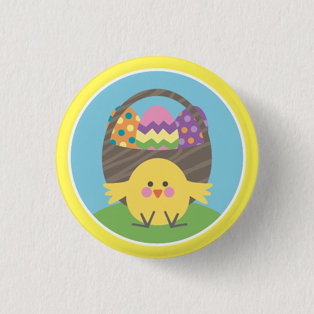 Coloful Chick and Easter Eggs Easter Party 1 Inch Round Button (Front)