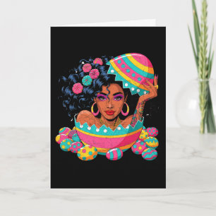 Coloful Easter Egg Hunt Black Queen Juneteenth Wom Card