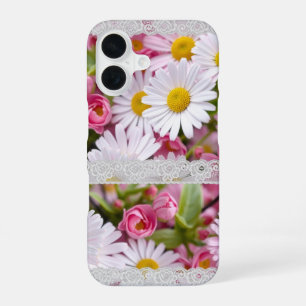 Coloful flowers and white lace Feminine photo iPhone 16 Case