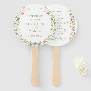 Coloful Meadow Flowers Wildflowers Wedding Program Hand Fan