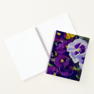 Coloful Purple Yellow White Pansies Notebook