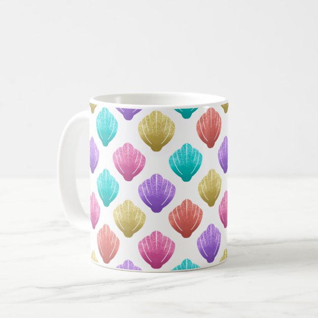 Coloful seashells coffee mug (Front Left)