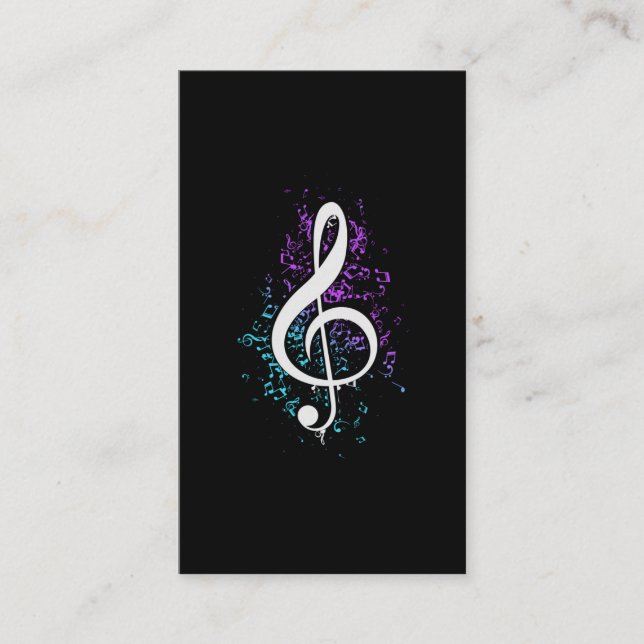 Coloful Treble Clef Musical Notes Art Business Card (Front)