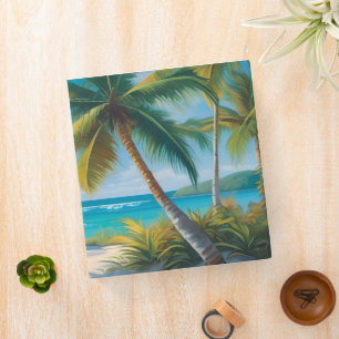 Coloful Tropical Paradise Sea & Palm Trees Binder