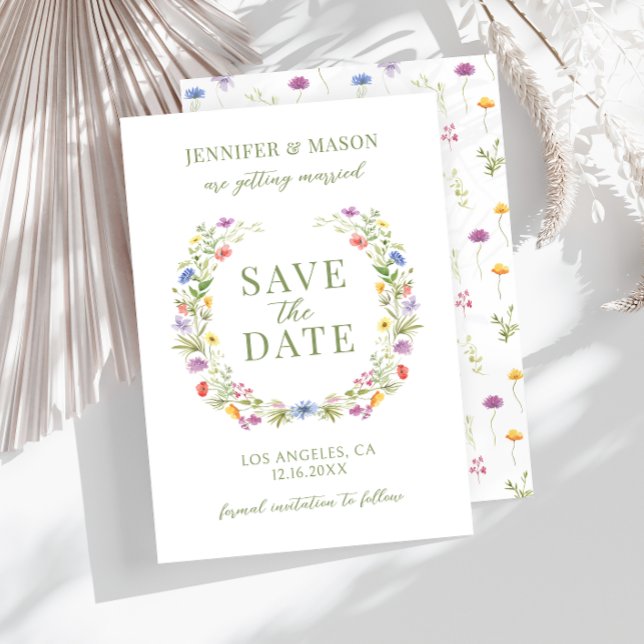Coloful wildflower bohemian rustic Save the Date Invitation (Creator Uploaded)