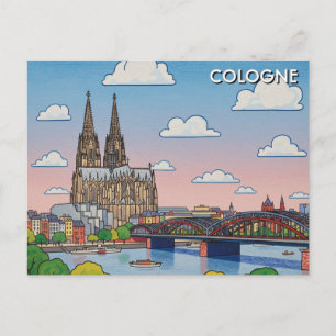 Cologne Cathedral Germany Night Travel Postcard
