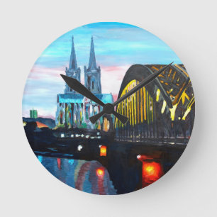 Cologne Cathedral with Hohenzollernbridge Round Clock