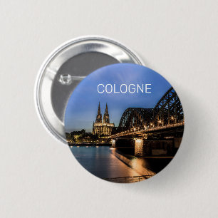 Cologne Cityscape Germany Dom Night Souvenir 2 Inch Round Button