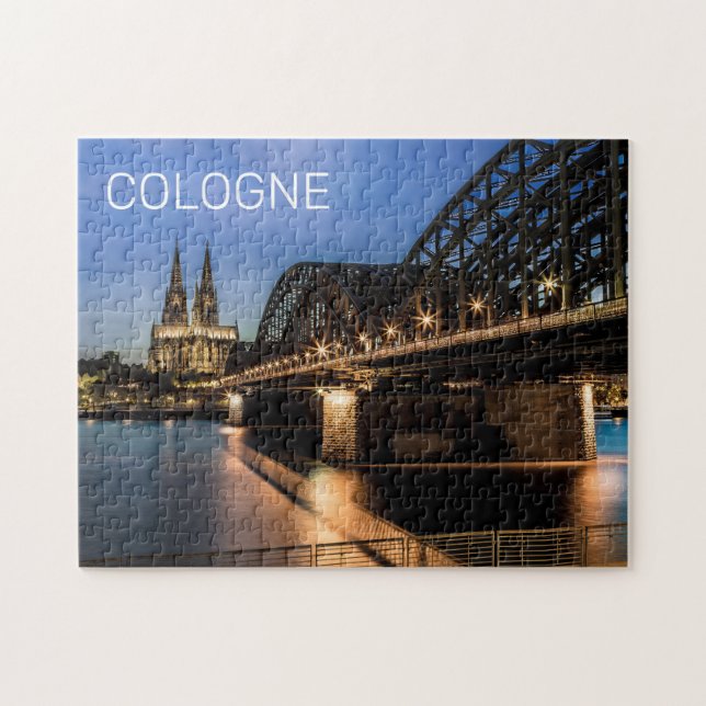 Cologne Cityscape Germany Dom Night Souvenir Jigsaw Puzzle (Horizontal)