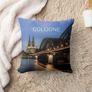Cologne Cityscape Germany Dom Night Souvenir Throw Pillow