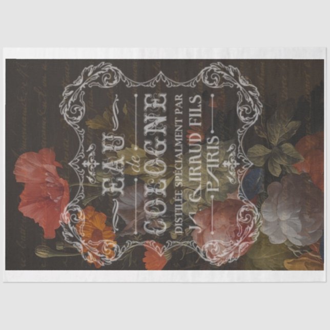 Cologne French Label Decoupage Tissue Paper (Front)