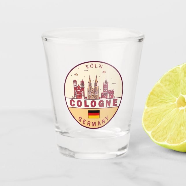 Cologne Germany City Skyline Emblem Shot Glass (Front)