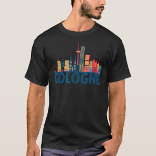 Cologne Germany City Skyline Silhouette Outline Sk T-Shirt