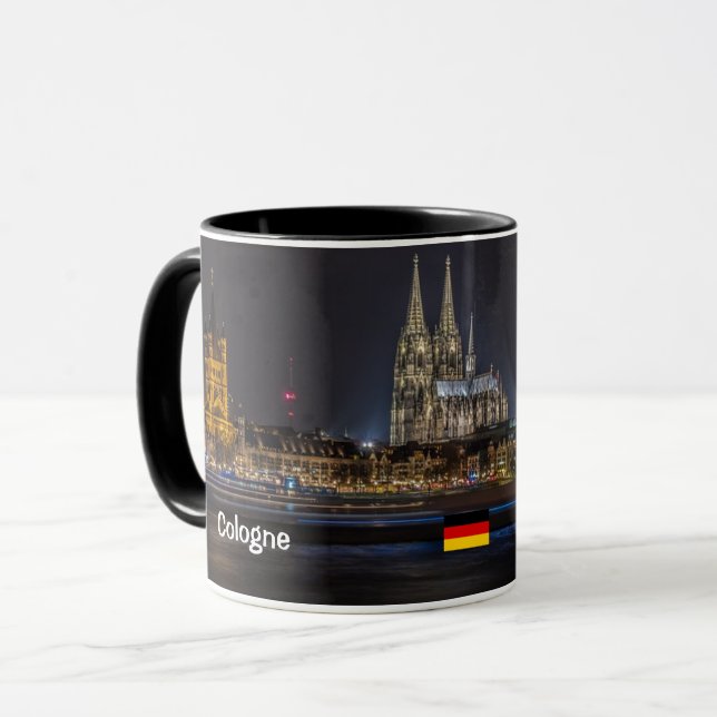 Cologne Germany Night Panoramic Mug (Front Left)