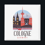 Cologne Germany Vintage Cityscape  Magnet<br><div class="desc">Great vintage Cologne artwork feautirung Cathedral,  Hohenzollern Bridge over the Rhine,  Cologne,  Germany. Unqiue souvenir and gift idea for your family and loved ones.</div>