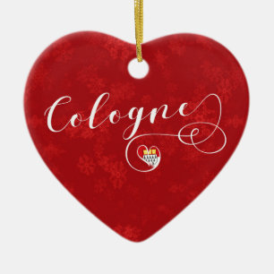 Cologne Heart, Christmas Tree Ornament, Germany Ceramic Ornament