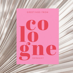 Cologne Köln Germany typography pink red Postcard