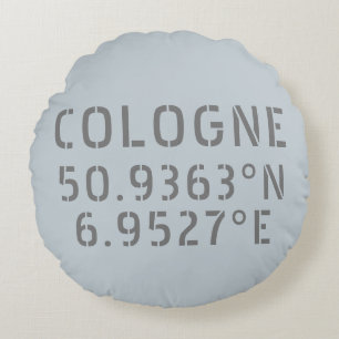 Cologne Latitude Longitude Coordinates 16" Round Pillow