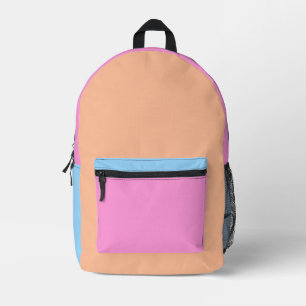 Cololrful girly peach, pink and blue printed backpack