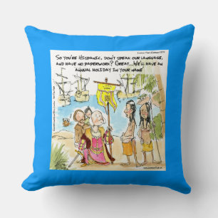Colomb Découvre L'Amérique Drôle Coussin Décoratif