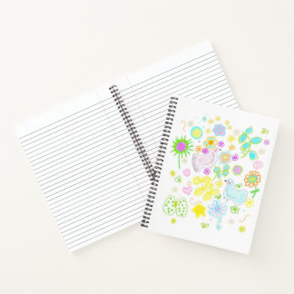 Colombes de la paix et cahier floral