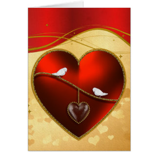 Colombes et coeur rouge rouge