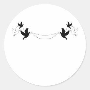 Colombes portant des autocollants de bannière