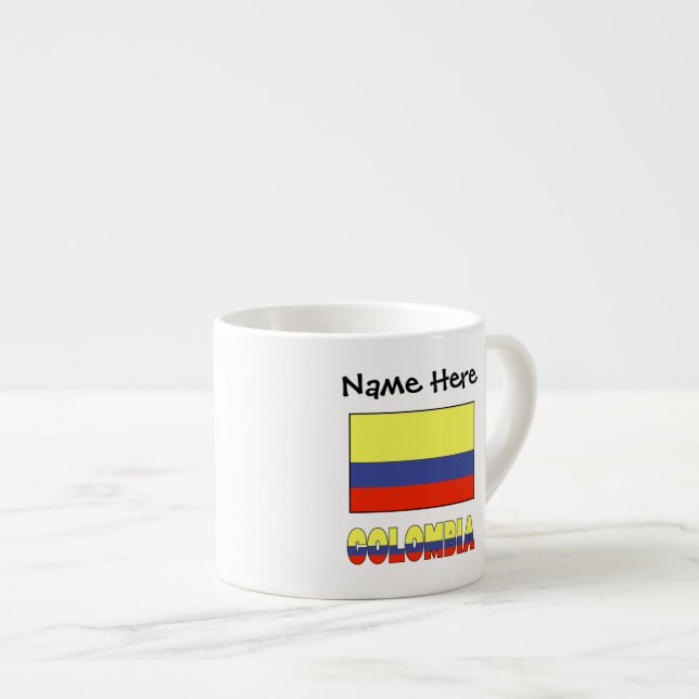 Colombia and Colombian Flag Personalized Espresso Cup (Front Right)