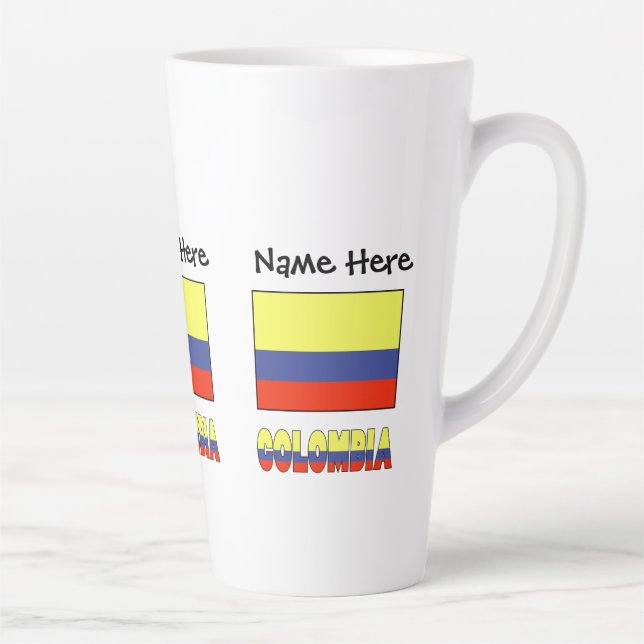 Colombia and Colombian Flag Personalized Latte Mug (Right)