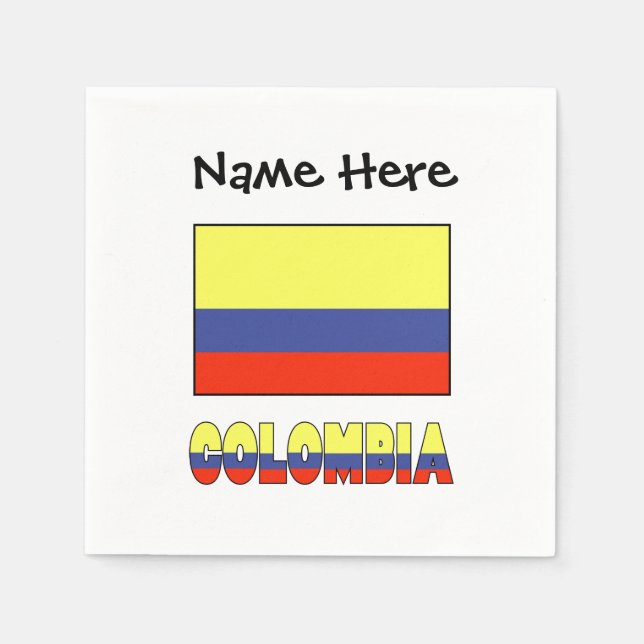 Colombia and Colombian Flag Personalized  Napkin (Front)
