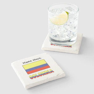 Colombia and Colombian Flag Personalized Stone Coaster