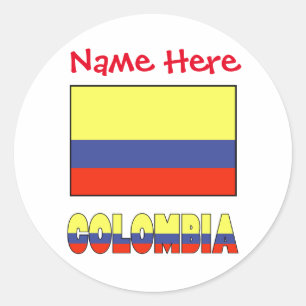 Colombia and Colombian Flag Red Personalization Classic Round Sticker