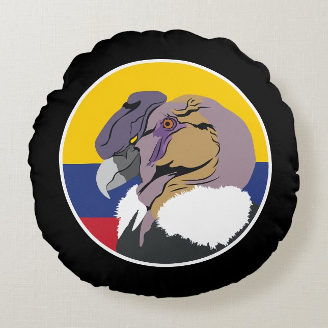 Colombia Andean condor Colombian National Animal Round Pillow (Front)