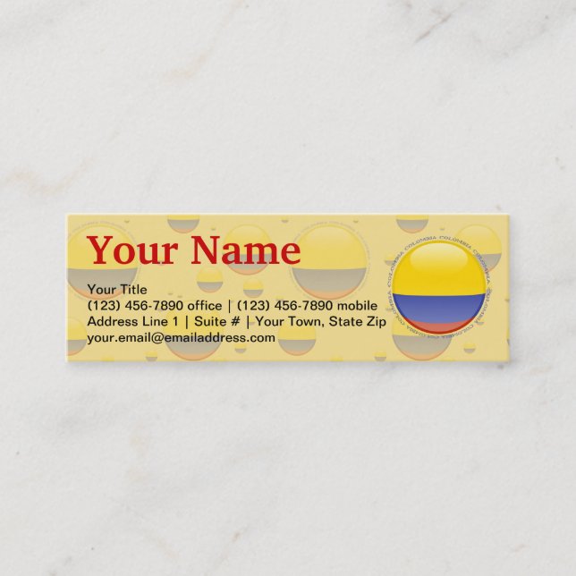 Colombia Bubble Flag Mini Business Card (Front)