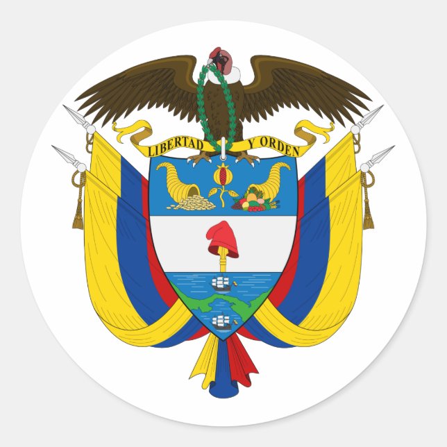 Colombia Coat Of Arms Classic Round Sticker (Front)